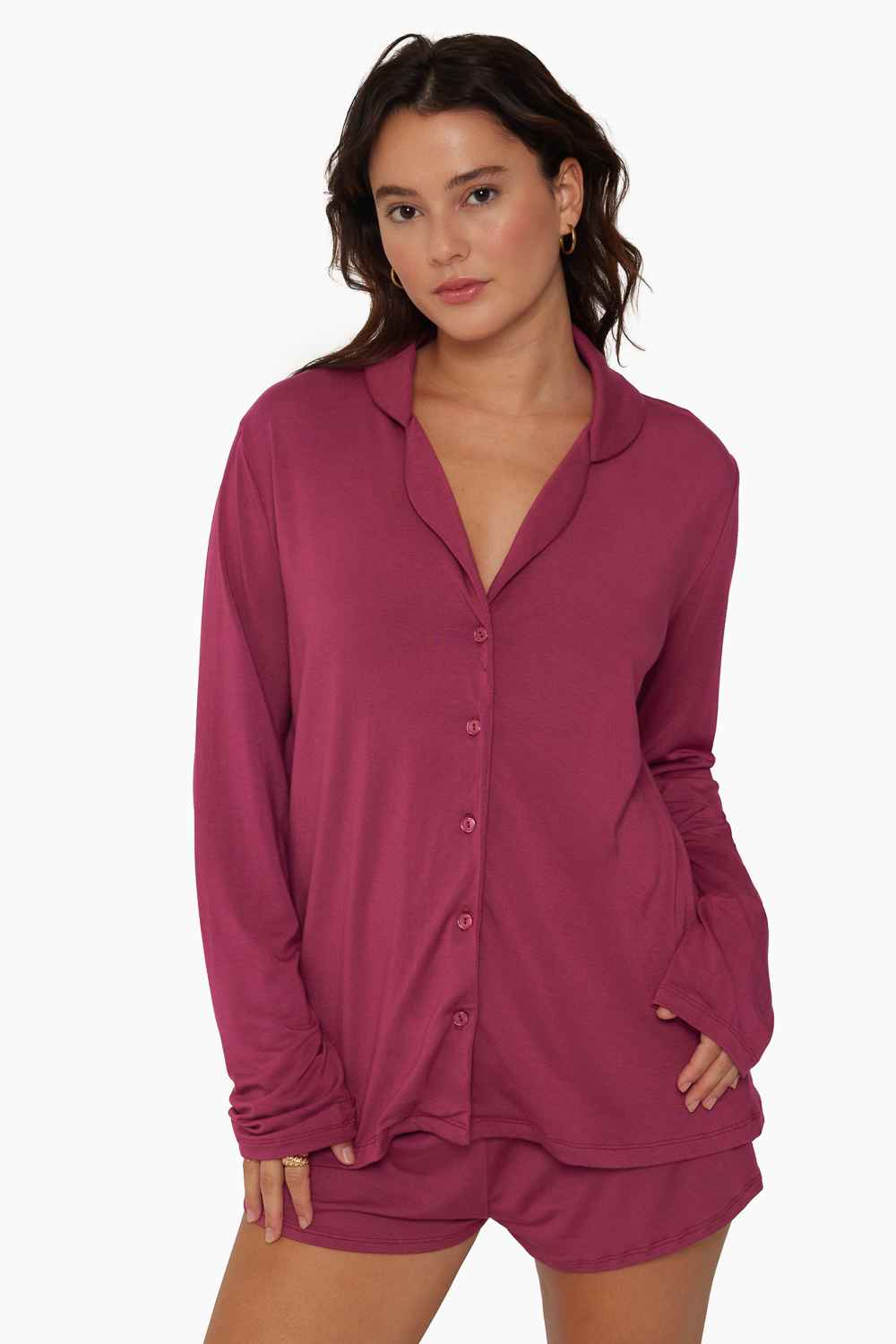 SLEEP JERSEY SLEEP BUTTON DOWN - ORCHID Featured Image