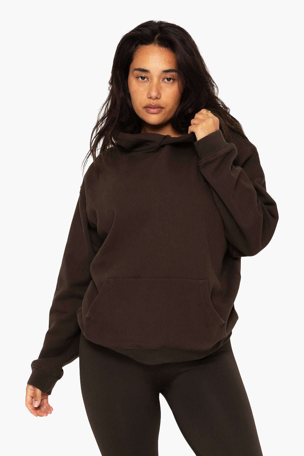 SET™ EMBROIDERED HEAVYWEIGHT SWEATS HOODIE IN ESPRESSO
