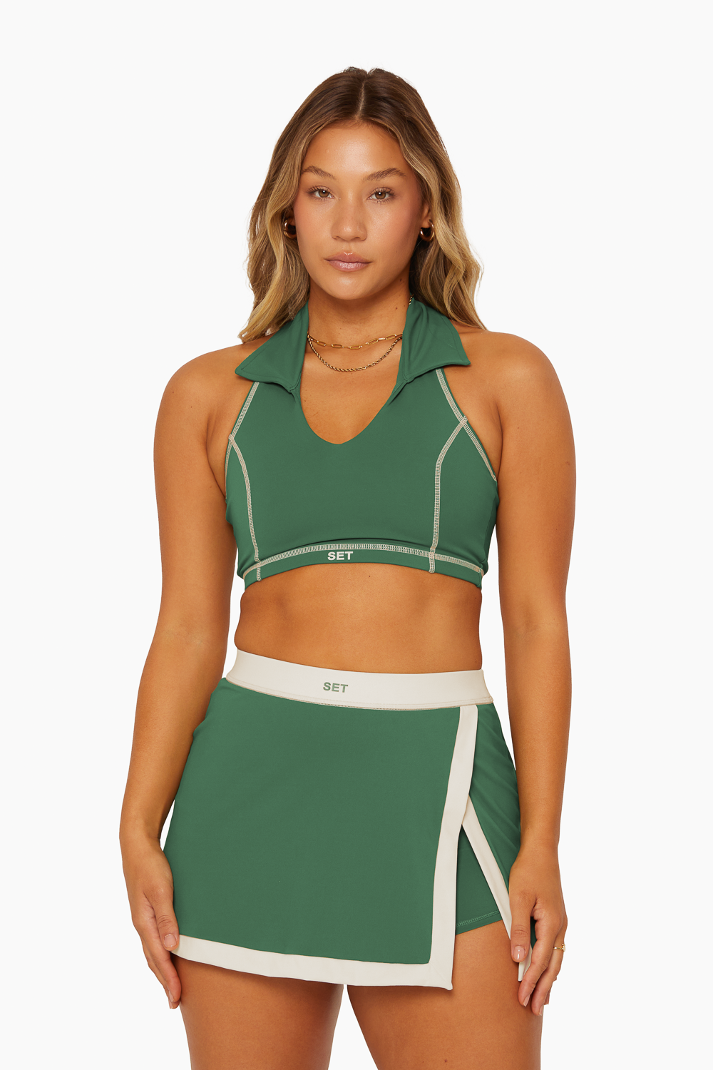SPORTBODY® COLLARED V TANK BRA - COURT Featured Image