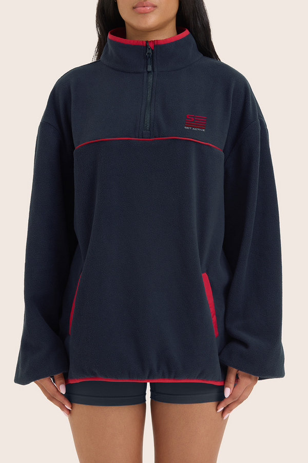 MICRO FLEECE FLAG HALF ZIP - ANCHOR