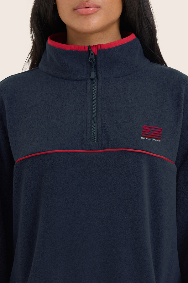 MICRO FLEECE FLAG HALF ZIP - ANCHOR