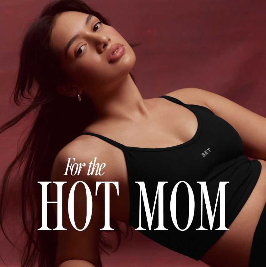 GIFT GUIDE HEADER FOR THE HOT MOM FEATURING MODEL WEARING FORMCLOUD®.