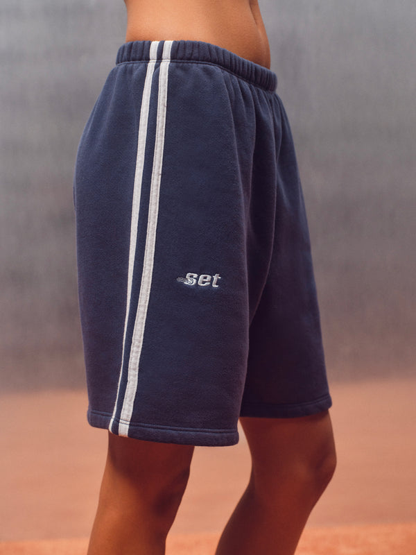 MIDWEIGHT SWEATS STAPLE DUO STRIPE SHORTS - BIRDIE