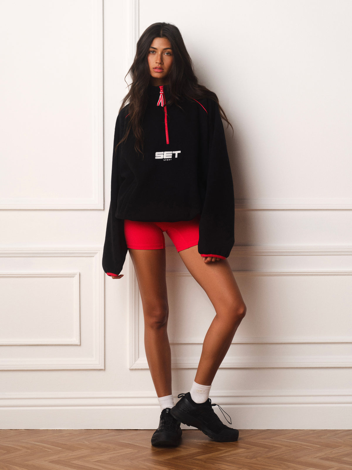 MICROFLEECE/NYLON UNIFORM RAGLAN QUARTER ZIP - ROUGE(ONYX)