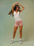 STRETCH COTTON ESSENTIAL SET SCOOP V TANK - WHITE/SUNRISE