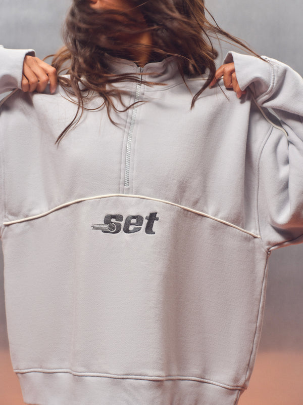 MIDWEIGHT SWEATS STAPLE DUO STRIPE QUARTER ZIP - CADDIE