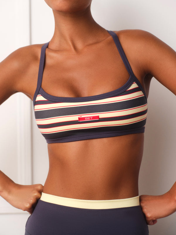 FORMCLOUD® CLOUD UNIFORM STRIPE CROSSBACK SCOOP BRA - METRO