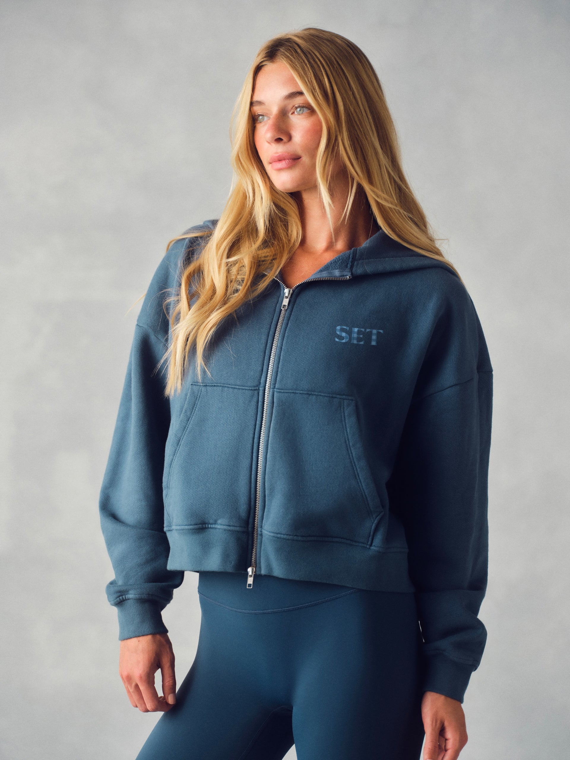 MIDWEIGHT SWEATS STAPLE FUNNEL ZIP HOODIE - HAMMOCK