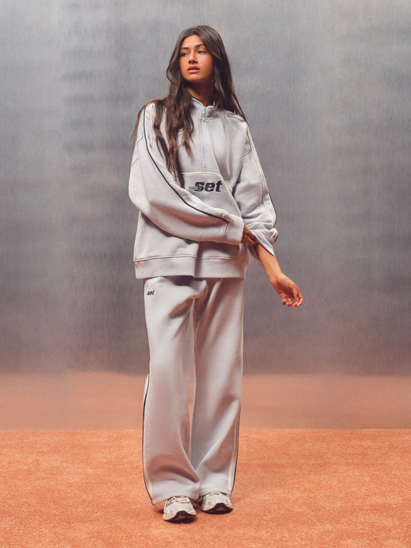MIDWEIGHT SWEATS STAPLE DUO STRIPE QUARTER ZIP - CADDIE