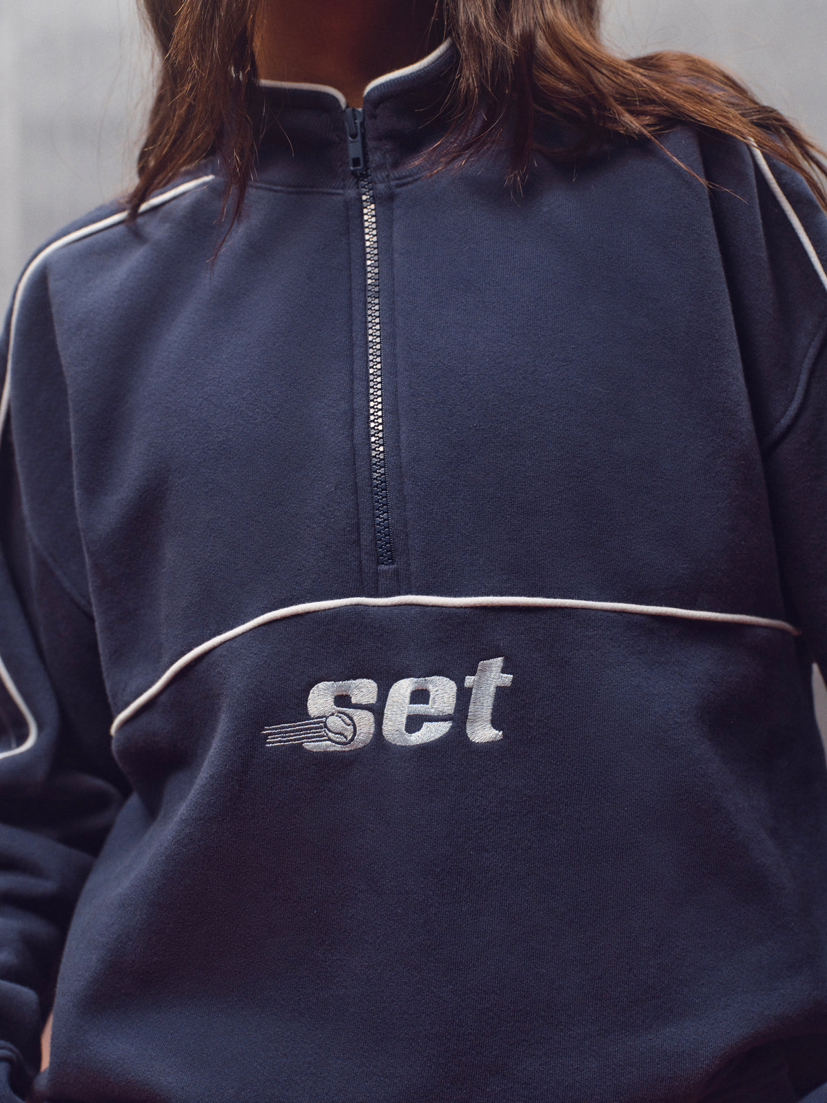 MIDWEIGHT SWEATS STAPLE DUO STRIPE QUARTER ZIP - BIRDIE
