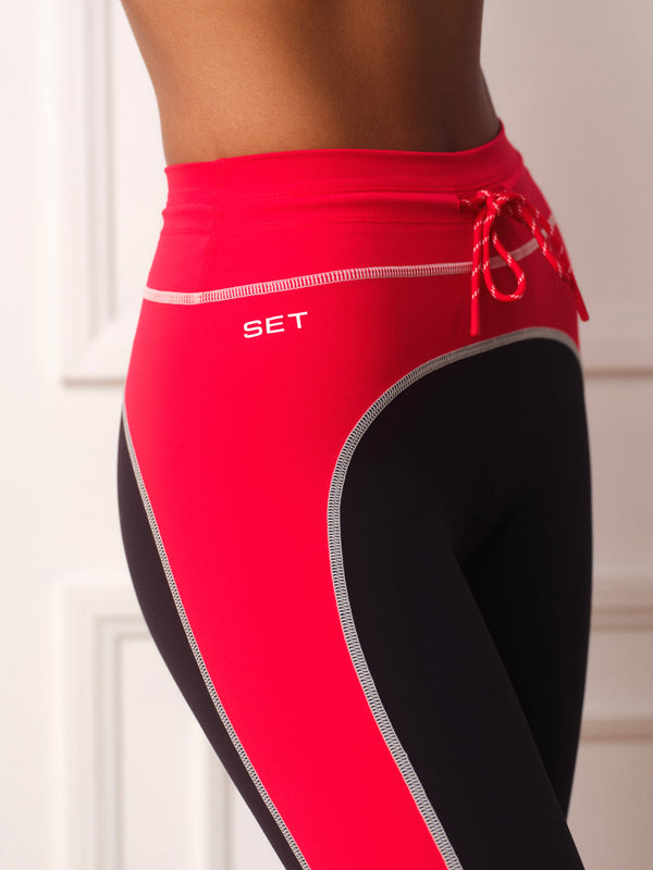 LUXFORM® LUX VARSITY TIE LEGGINGS - ROUGE