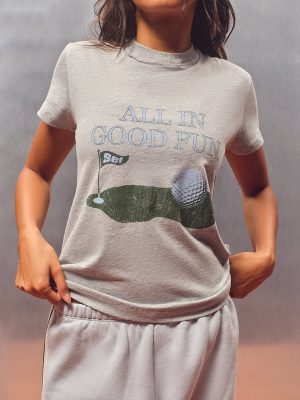 CLASSIC COTTON DAILY ALL IN GOOD FUN CLASSIC TEE - FOG HEATHER GREY