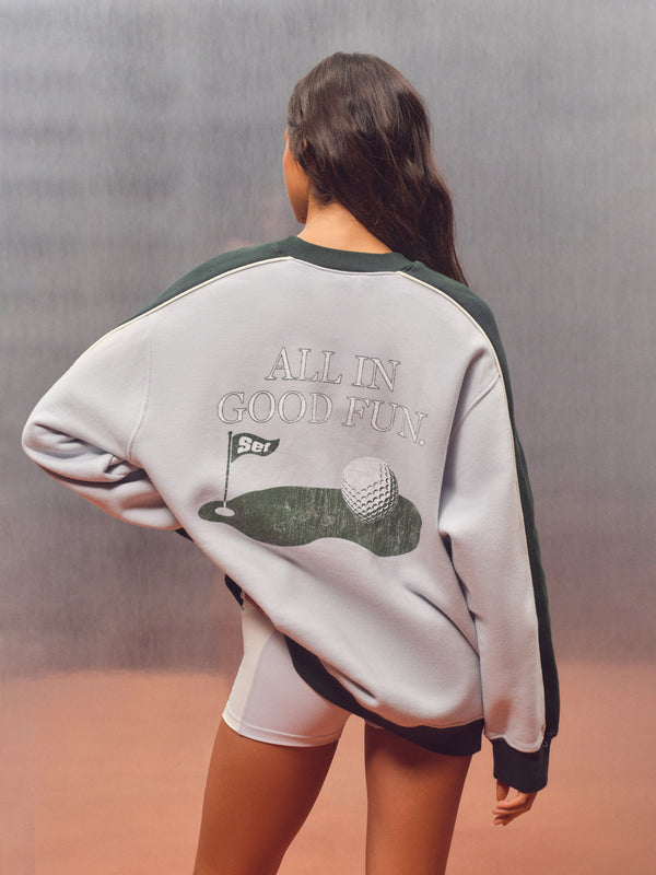MIDWEIGHT SWEATS STAPLE ALL IN GOOD FUN STRIPE CREWNECK - CADDIE