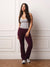 SPORTBODY® SPORTY DUO STRIPE FOLDOVER FLARE LEGGINGS - BERET