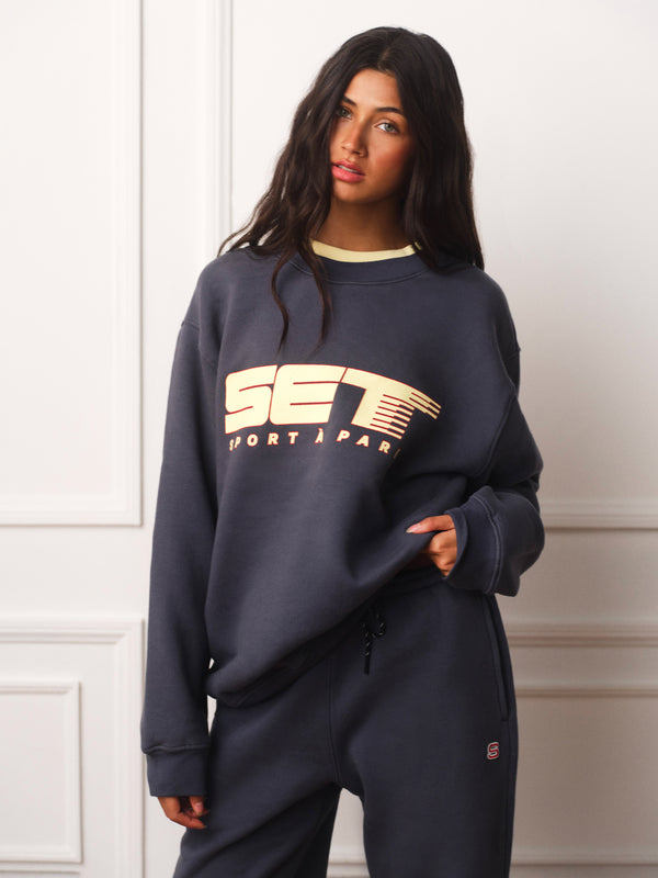 MIDWEIGHT SWEATS STAPLE SET UNIFORM LAYERED CREWNECK - METRO(BLUE)