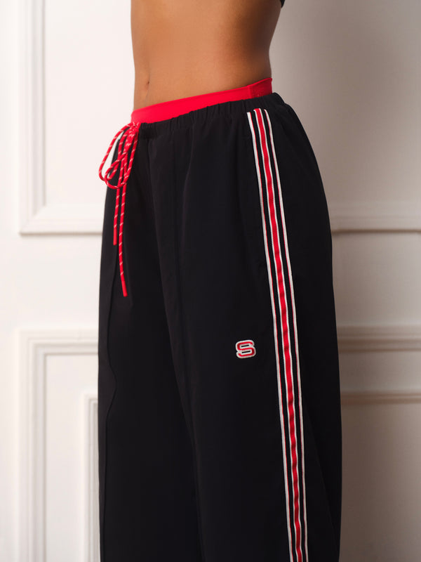 NYLON TRACK VARSITY PANTS - ROUGE(ONYX)