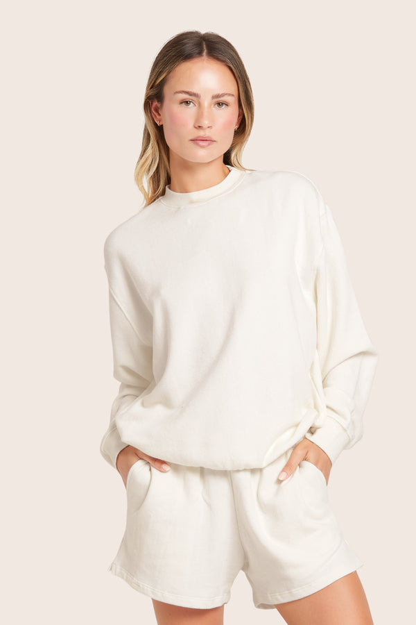 SET™ LIGHTWEIGHT SWEATS CLASSIC CREWNECK IN BLANC 