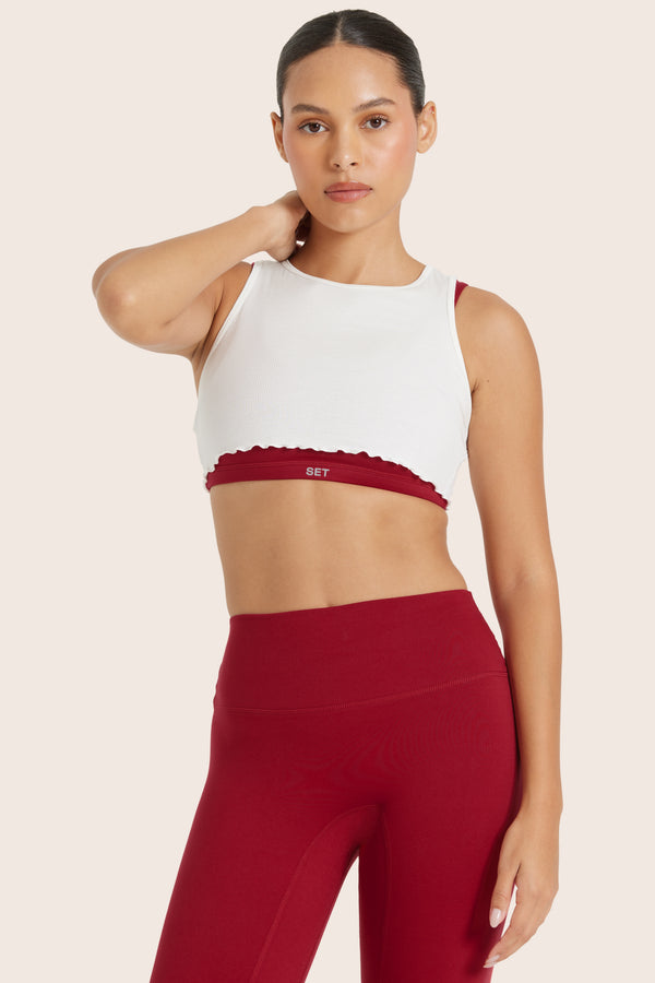 MODEL WEARS FORMCLOUD® PARKE LAYERED BRA IN LOVE 