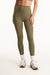 Person wearing olive green leggings on a white background <model-info>Jasmine wears a size S and is 5’8”, 25" waist, 36” bust.</model-info>