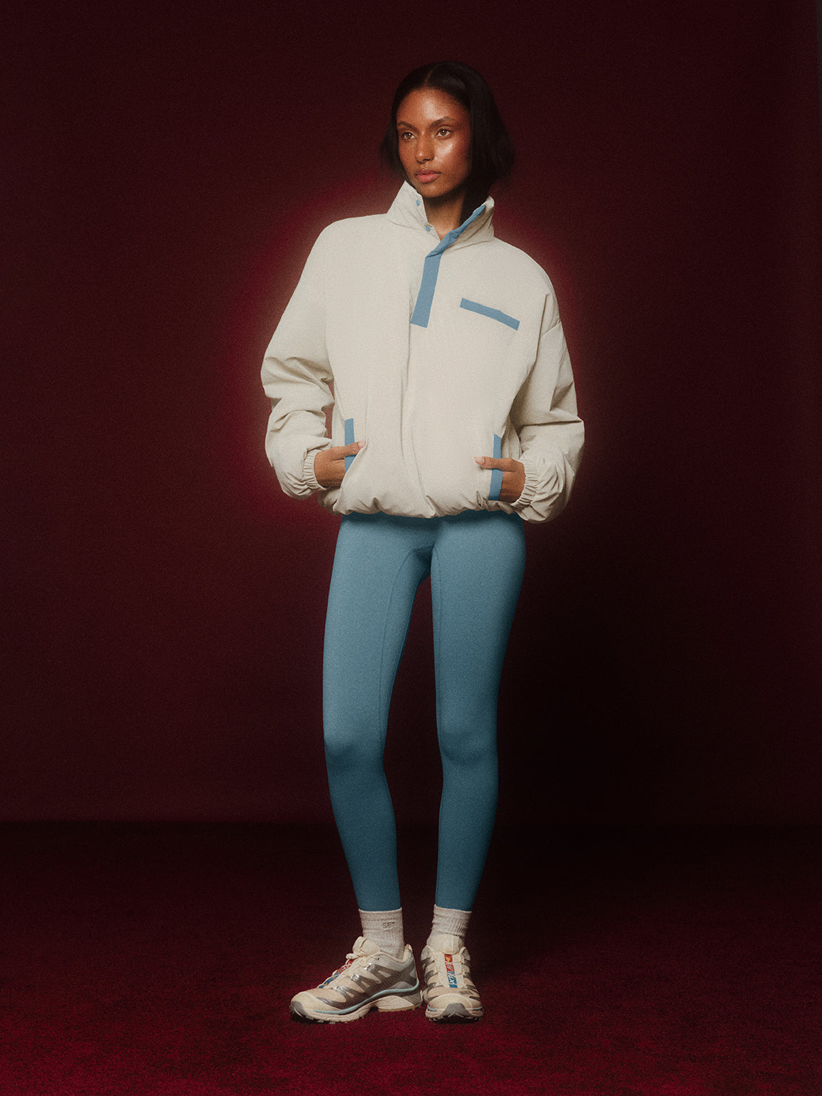 NYLON PUFF QUARTER SNAP JACKET - GLISTEN – SET ACTIVE