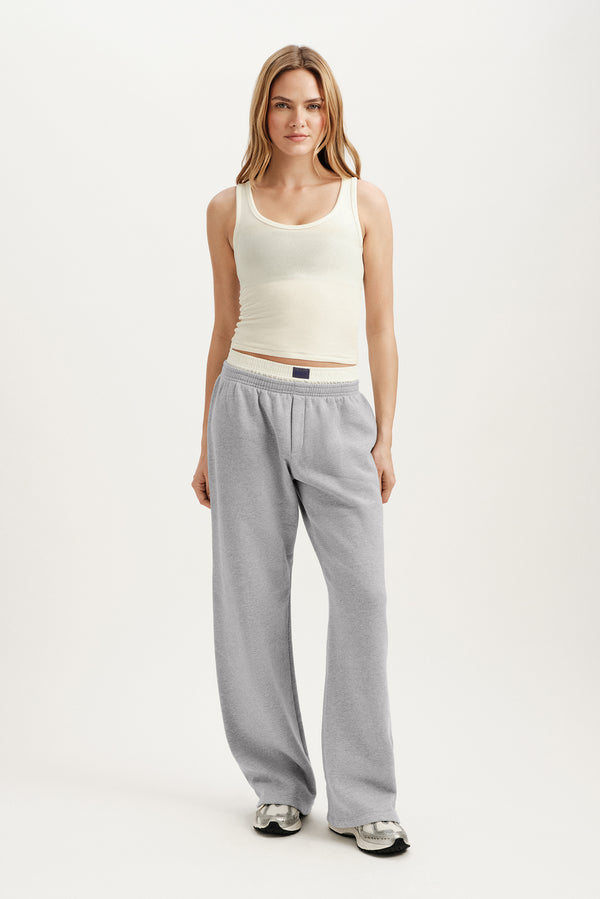 MIDWEIGHT SWEATS STAPLE LAYERED STRAIGHT LEG SWEATS - IRON HEATHER GREY