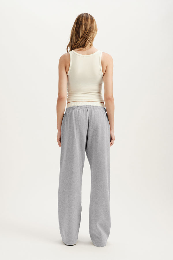 MIDWEIGHT SWEATS STAPLE LAYERED STRAIGHT LEG SWEATS - IRON HEATHER GREY