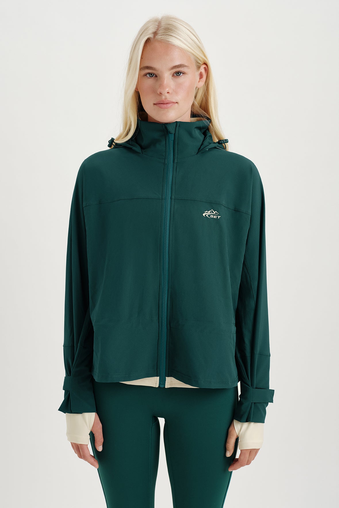 NYLON DUET CINCHED WINDBREAKER - PEAK