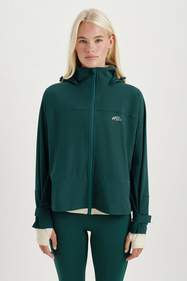 NYLON DUET CINCHED WINDBREAKER - PEAK