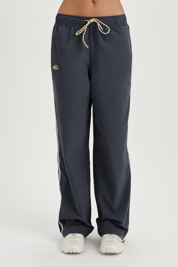 Gray track pants on a white background 