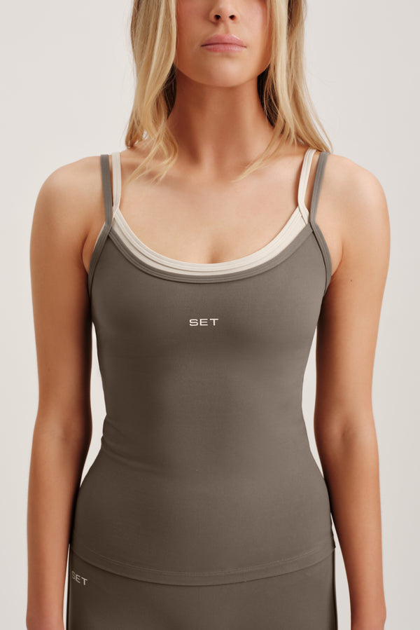 BREATHE LAYERED MOVE TANK - GRAIN