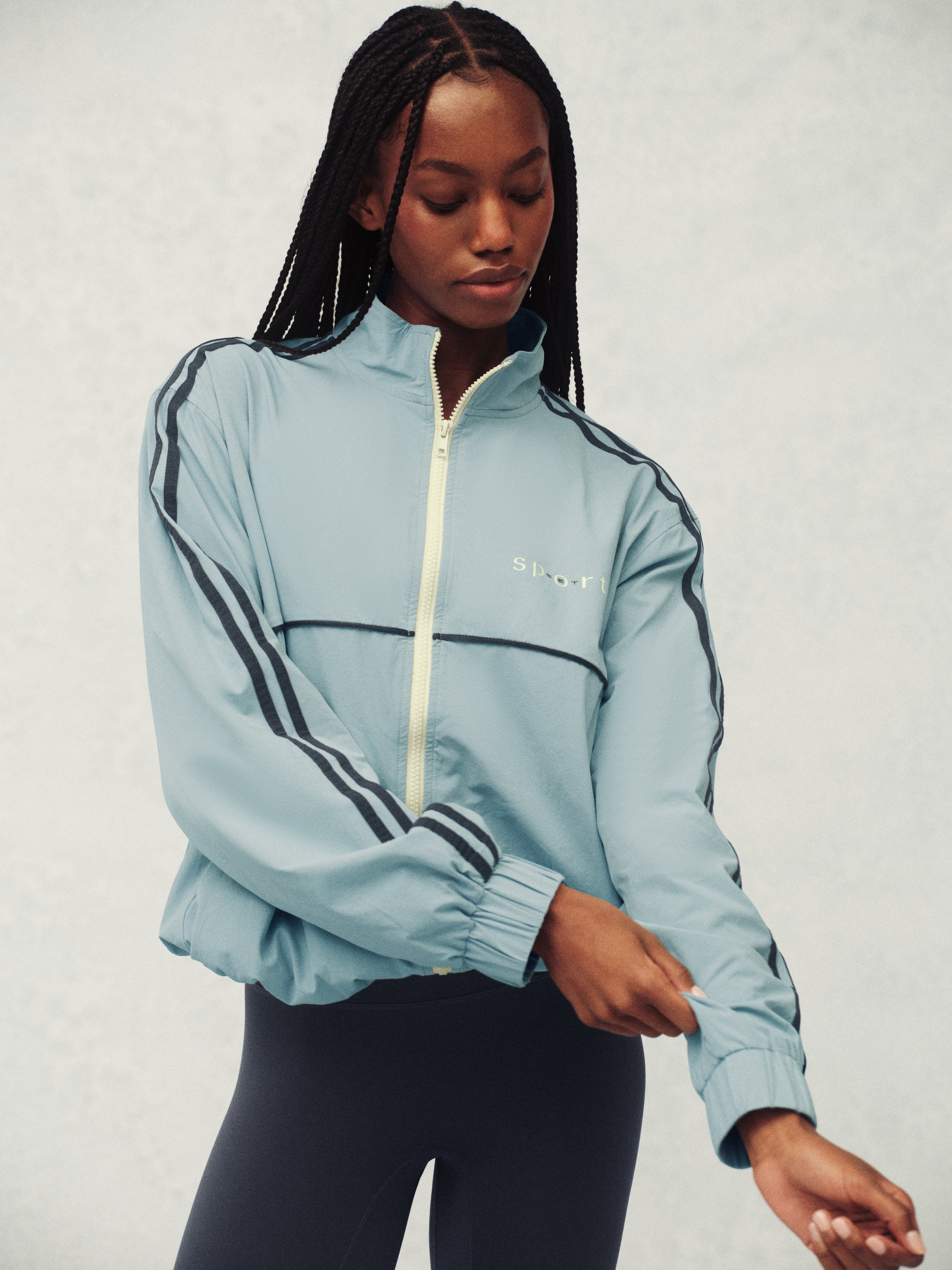 NYLON TRACK SEAM ZIP UP - WASHED – SET ACTIVE