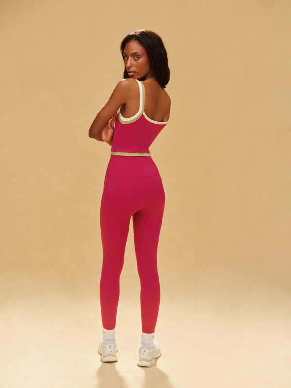 BREATHE CONTRAST DOUBLE STRAP TANK - HIBISCUS