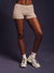 Front view of striped sleep shorts with fitted silhouette