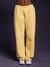 Front view of yellow sweatpants with relaxed straight leg fit