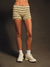 Front view of striped sleep shorts in taffy with fitted silhouette