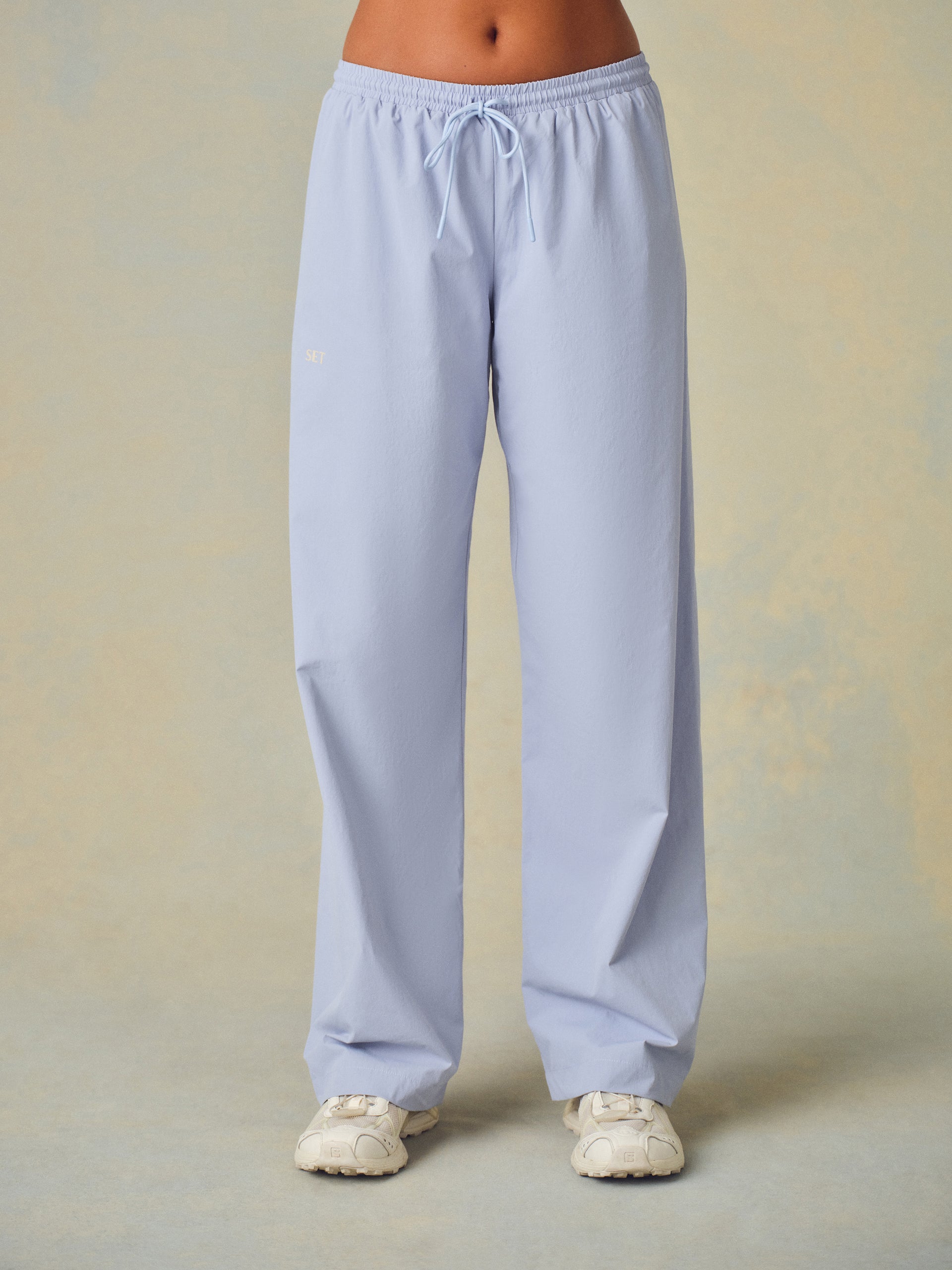 NYLON TRACK STRAIGHT LEG PANTS - PALMETTO