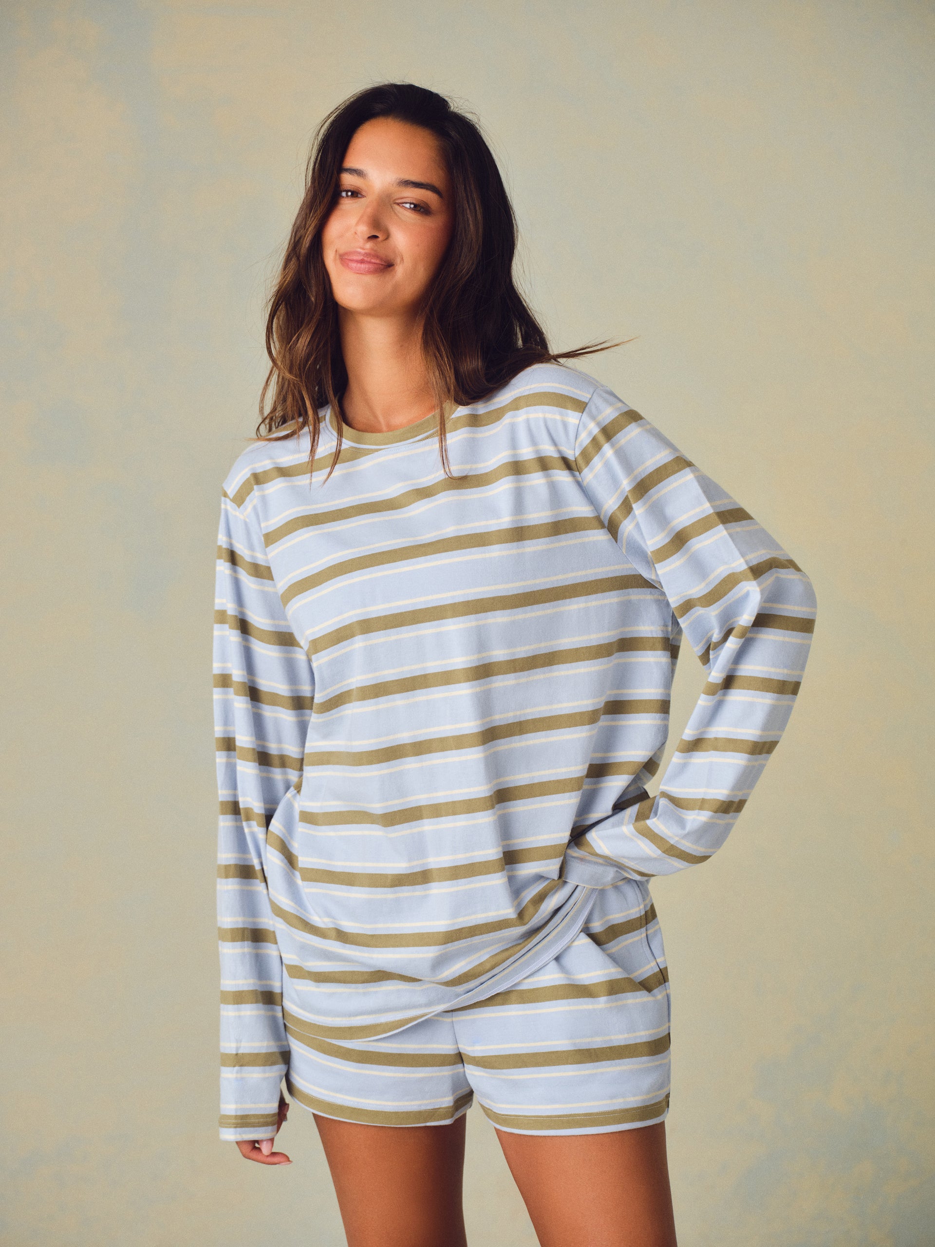 CLASSIC COTTON DAILY STRIPE LONG SLEEVE - PALMETTO