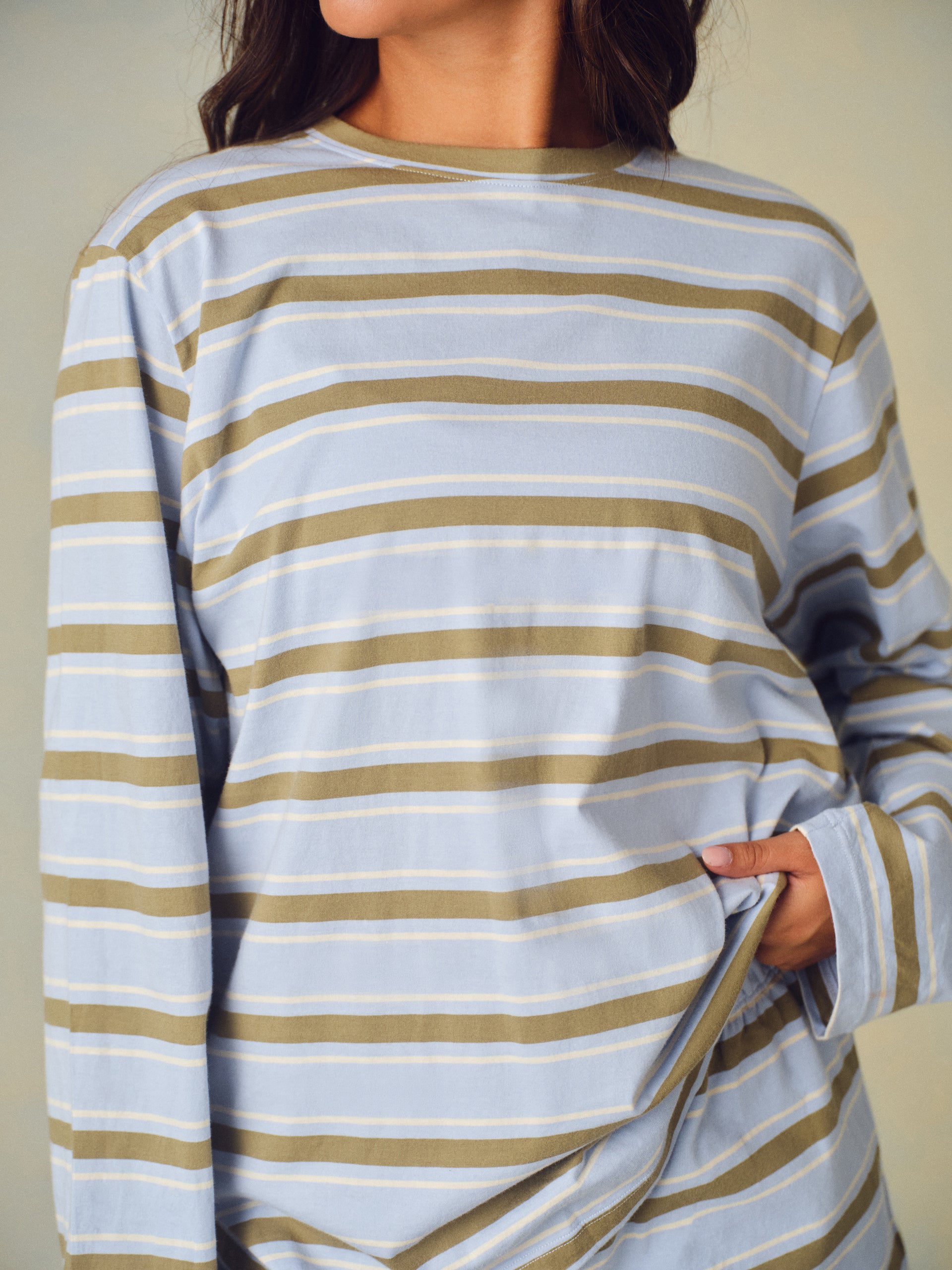 CLASSIC COTTON DAILY STRIPE LONG SLEEVE - PALMETTO