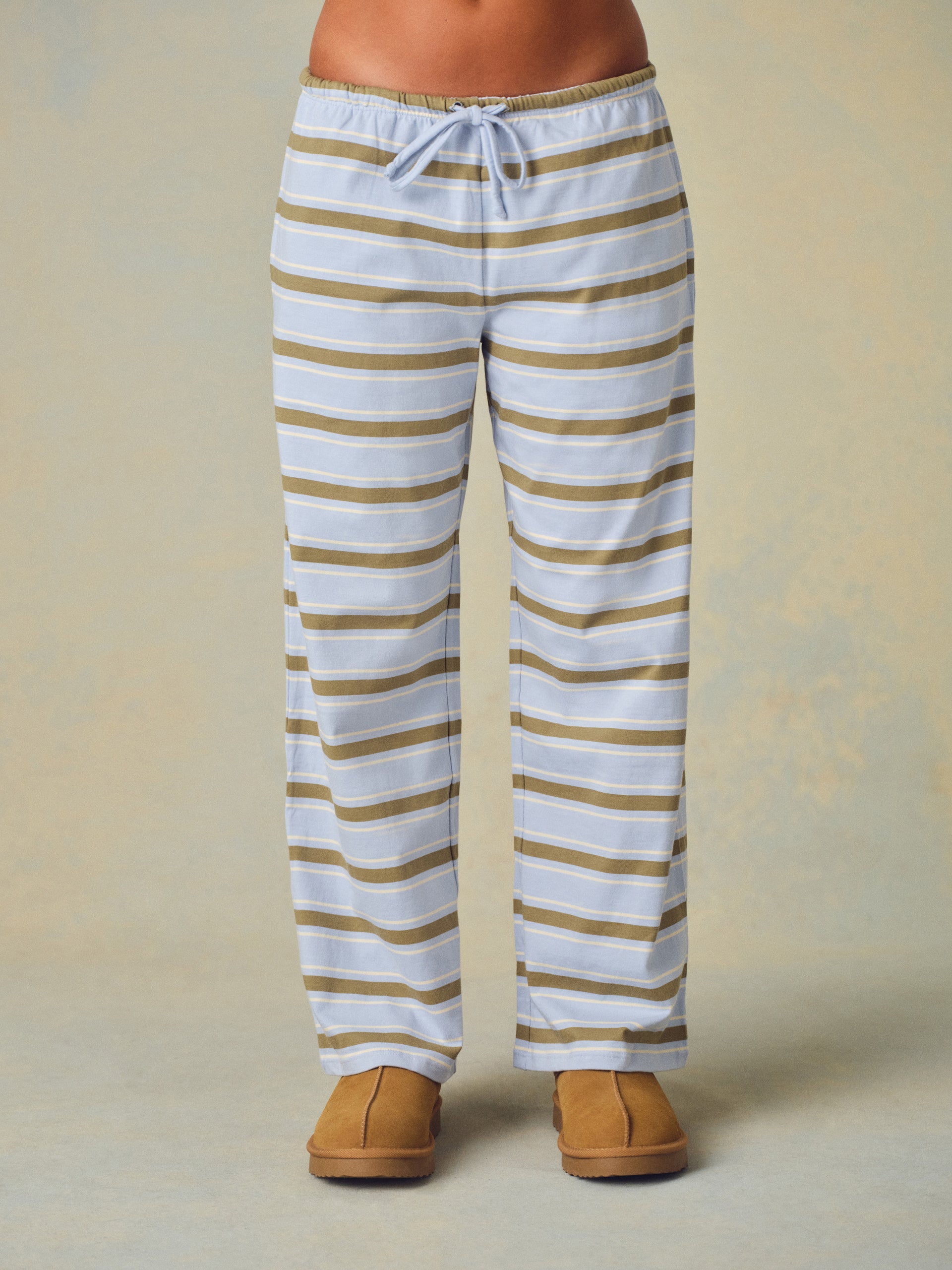 HEAVY COTTON EASY STRIPE PANTS - PALMETTO