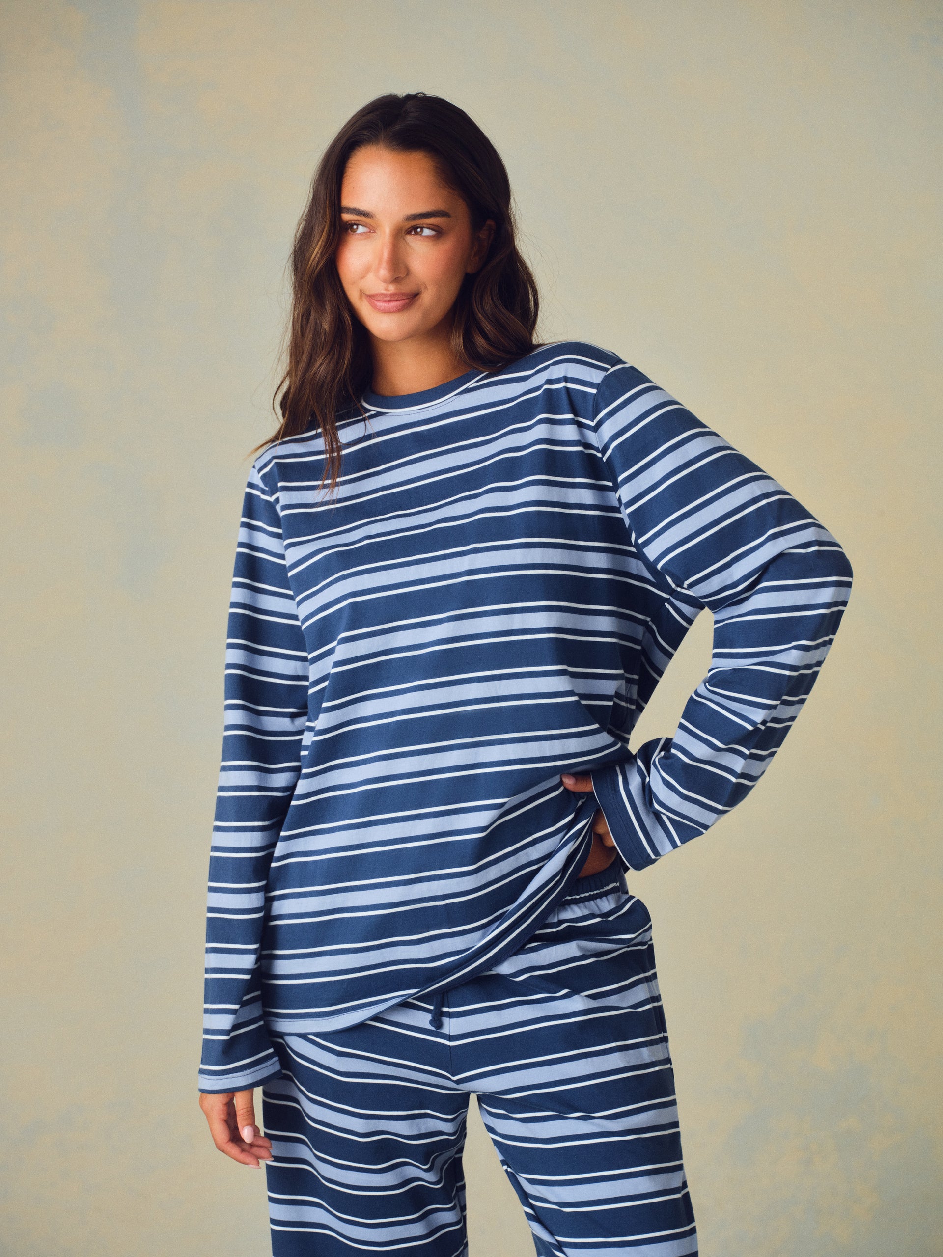CLASSIC COTTON DAILY STRIPE LONG SLEEVE - HAMMOCK