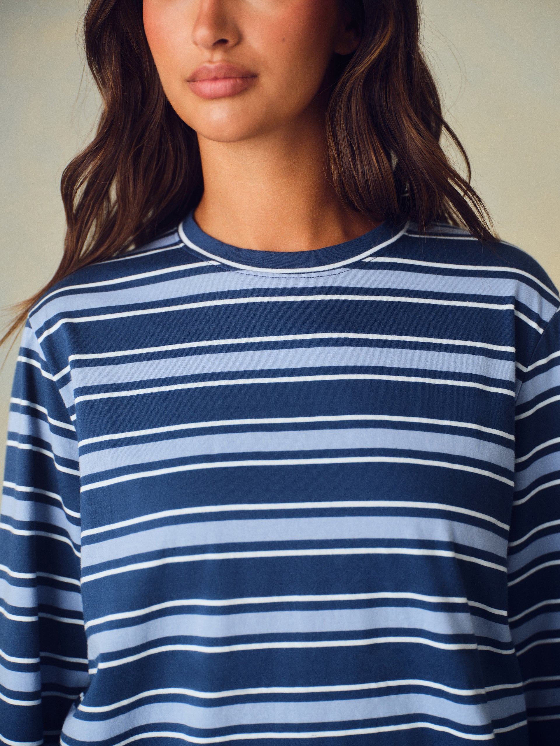 CLASSIC COTTON DAILY STRIPE LONG SLEEVE - HAMMOCK