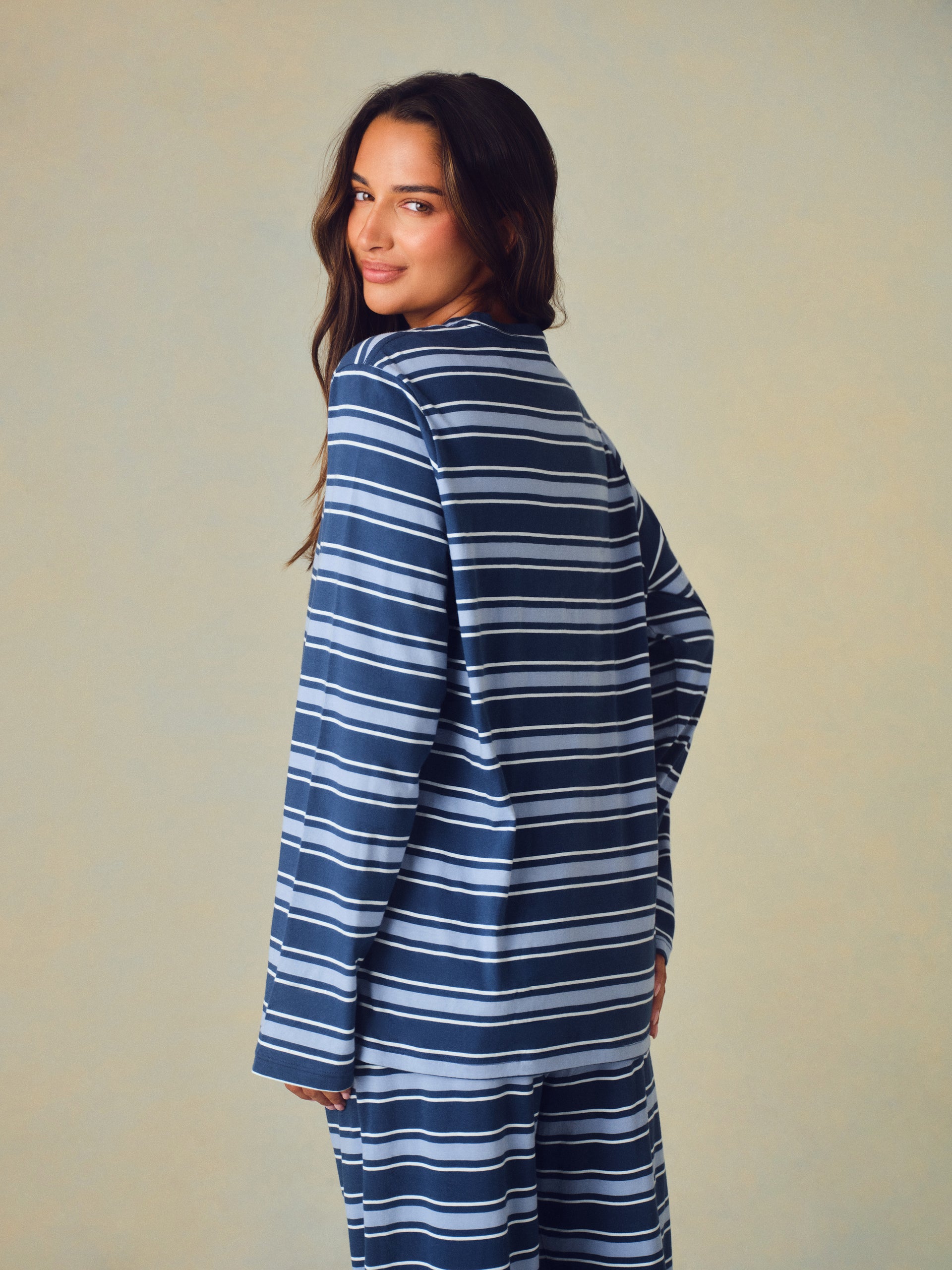 CLASSIC COTTON DAILY STRIPE LONG SLEEVE - HAMMOCK