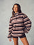 MICROFLEECE STRIPE HALF ZIP - DRIFTWOOD