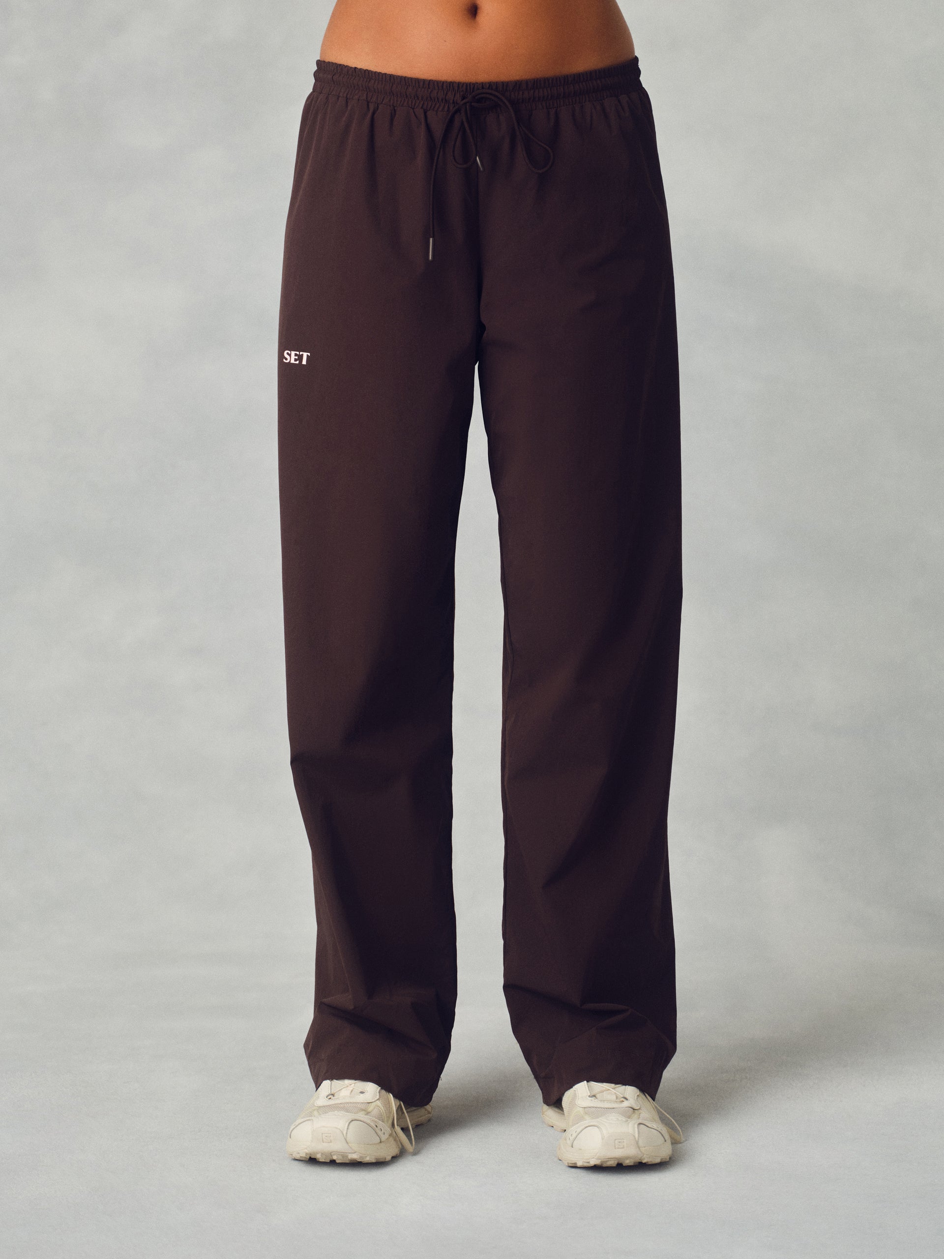 NYLON TRACK STRAIGHT LEG PANTS - DRIFTWOOD