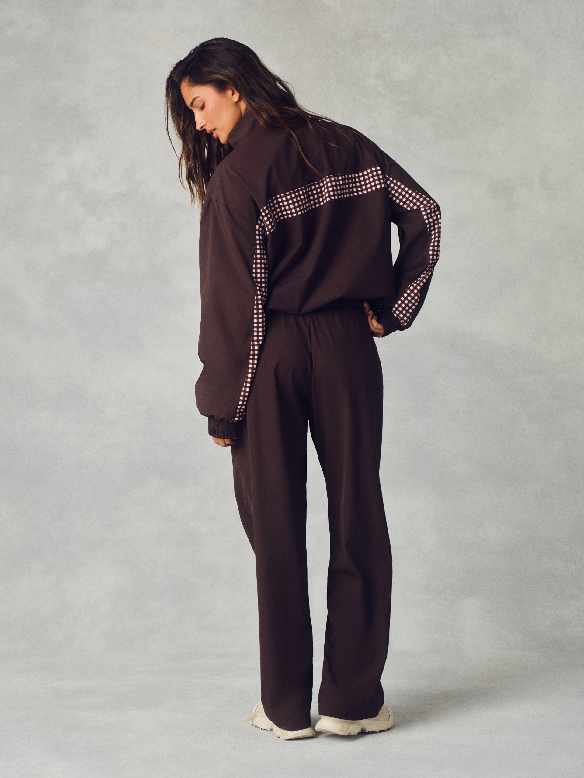 NYLON TRACK STRAIGHT LEG PANTS - DRIFTWOOD