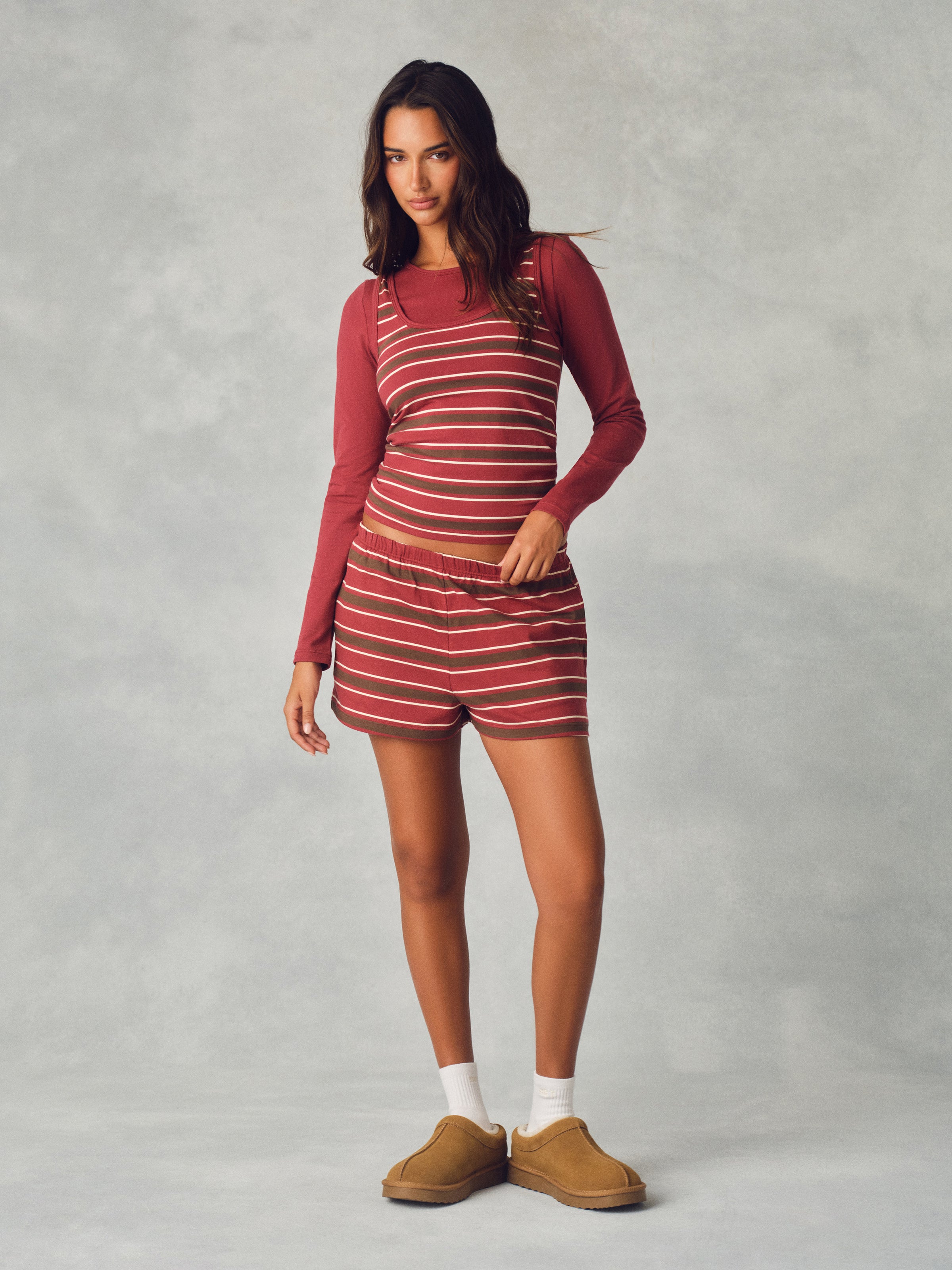 HEAVY COTTON EASY STRIPE SHORTS - SWEET TEA