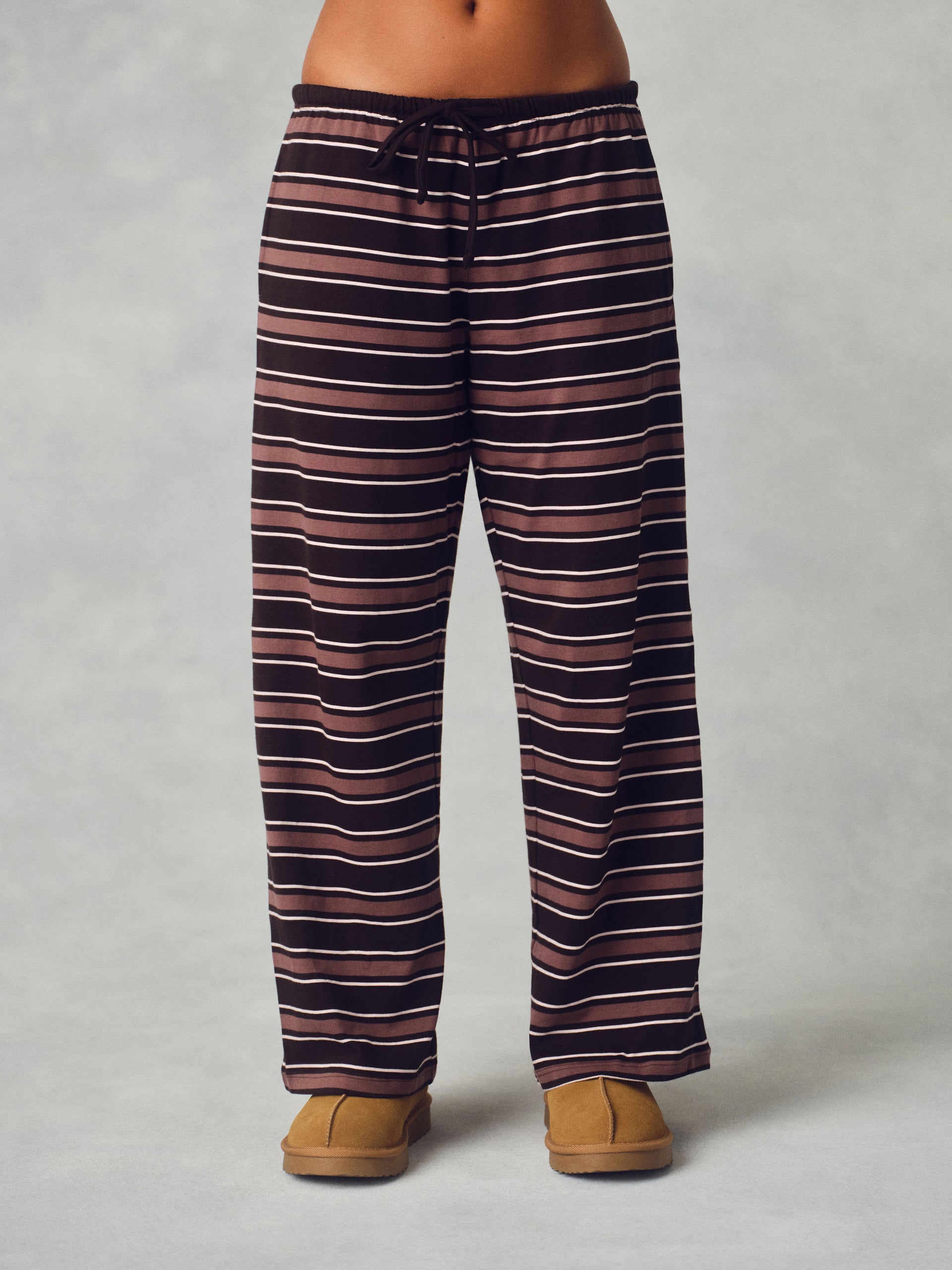 HEAVY COTTON EASY STRIPE PANTS - DRIFTWOOD