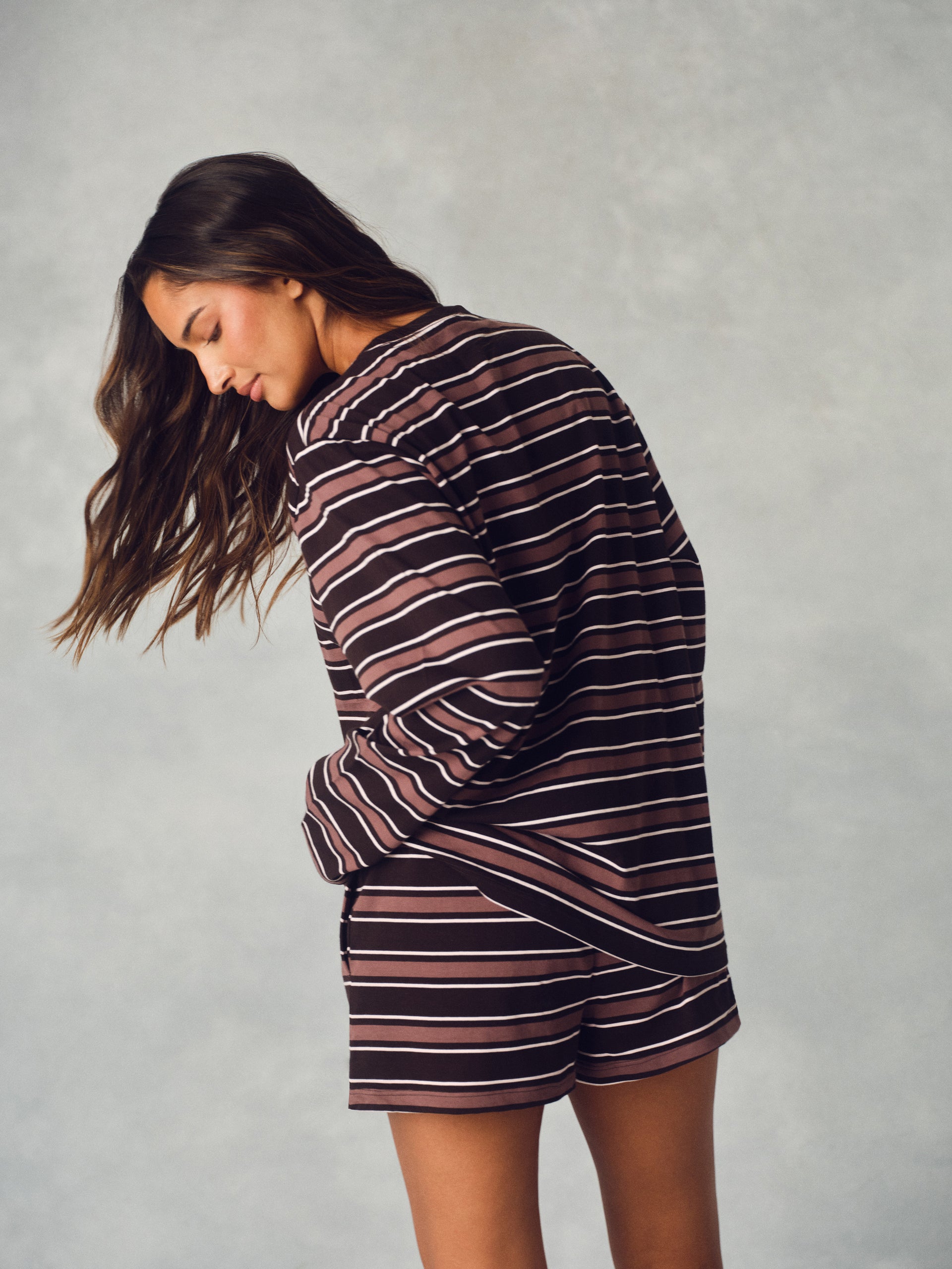 CLASSIC COTTON DAILY STRIPE LONG SLEEVE - DRIFTWOOD