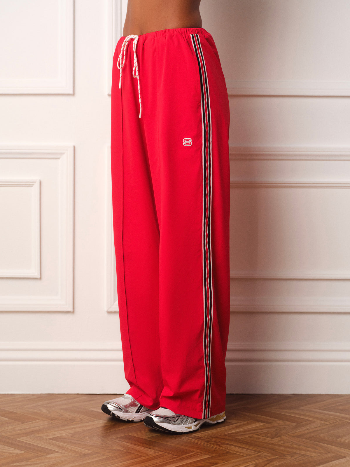 NYLON TRACK VARSITY PANTS - ROUGE(RED)