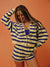 TOWEL TERRY TERRY STRIPE FUNNEL ZIP HOODIE - TOUCAN